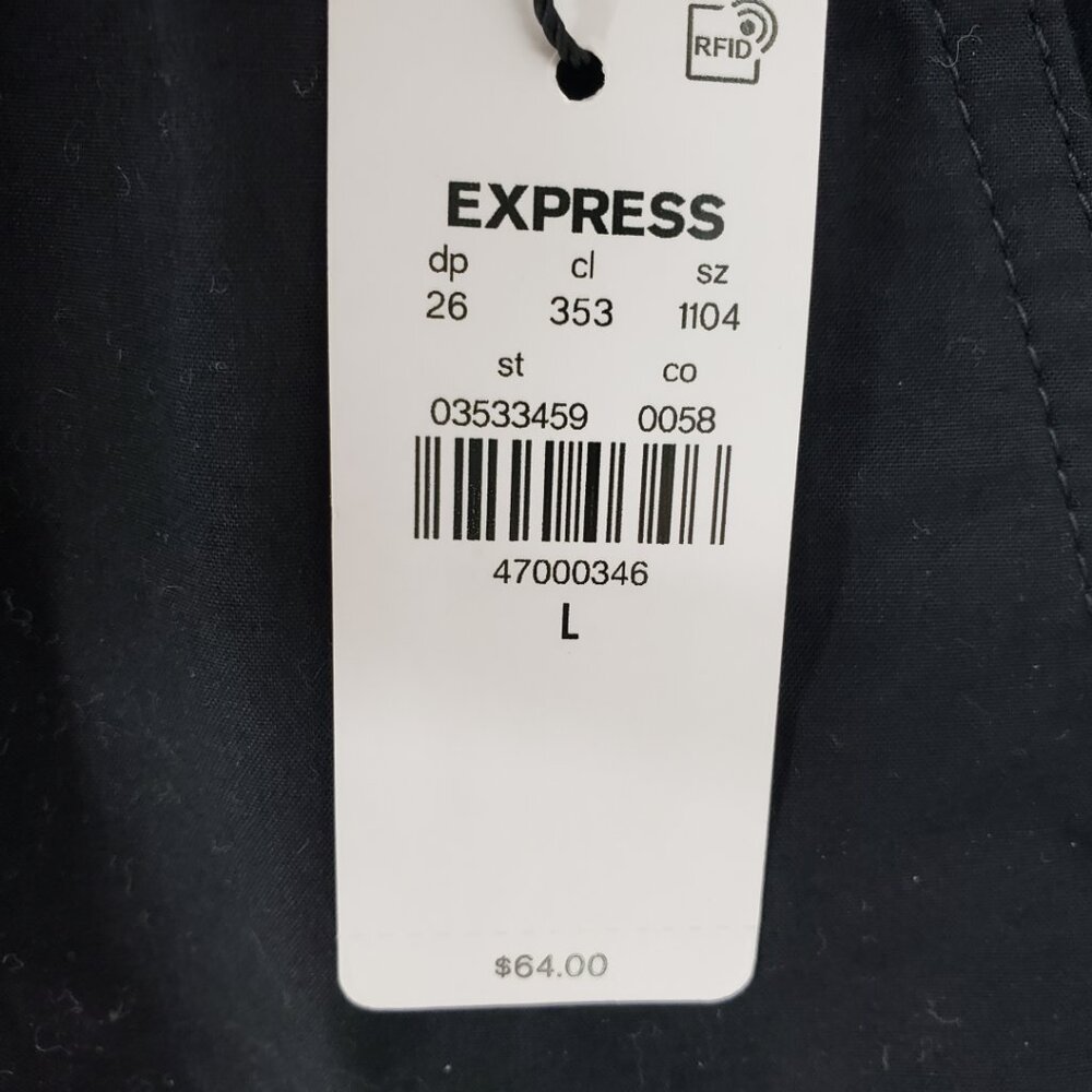 Express Pull on Cargo Shorts L Mens Elastic Drawstring Waist Cotton Black NEW - Picture 7 of 10